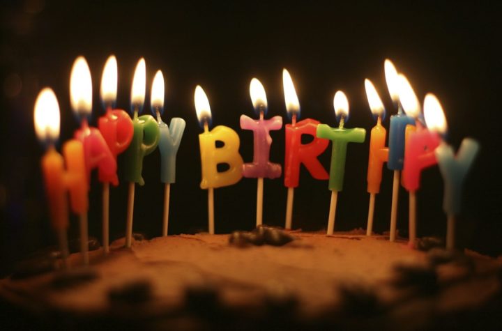 Happy birthday candles on cake